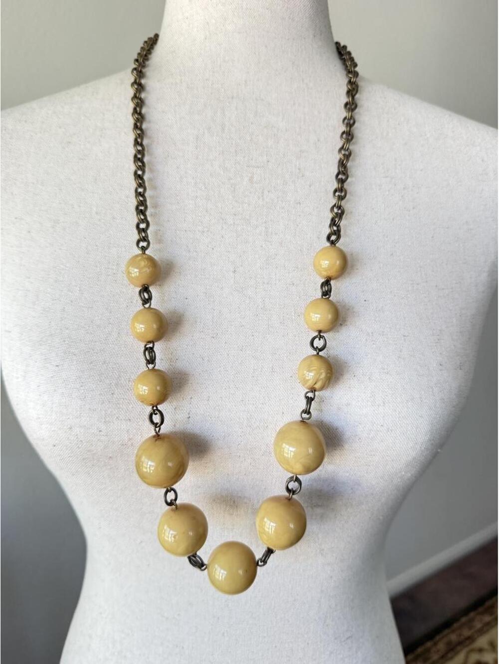 Butterscotch Marble Bead Necklace